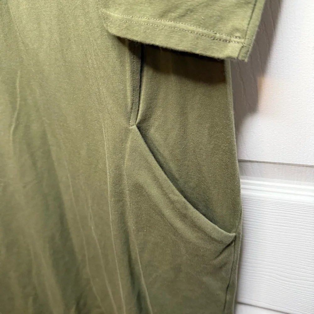 Eileen Fisher Olive Green 3/4 Sleeve Dress Organic Cotton Blend Size Small GUC - Picture 2 of 6